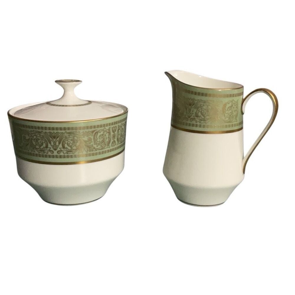 Narumi Cream and Covered Sugar Bowl VTG Rosemont Bone China Mikasa Japan